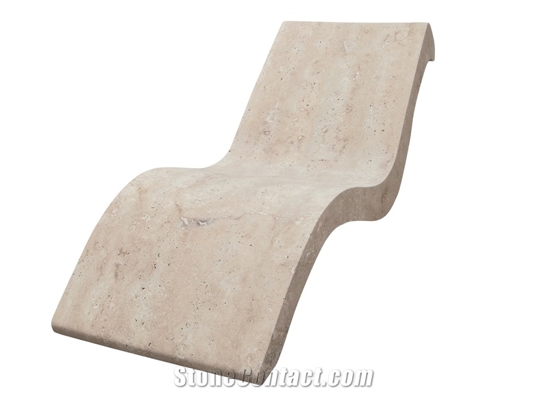 Classic Travertine Pool Coping & Tanning Bed