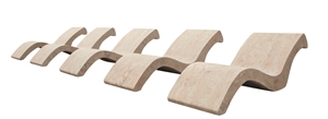 Classic Travertine Pool Coping & Tanning Bed