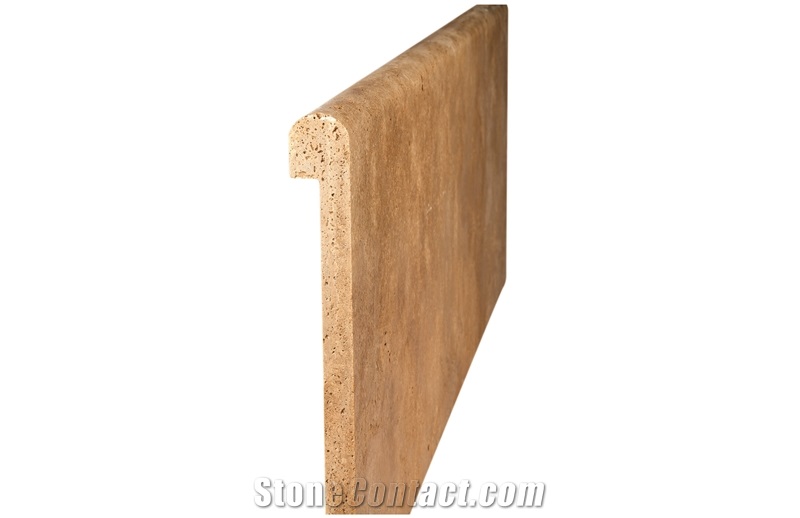 Classic Travertine Pool Coping & Tanning Bed