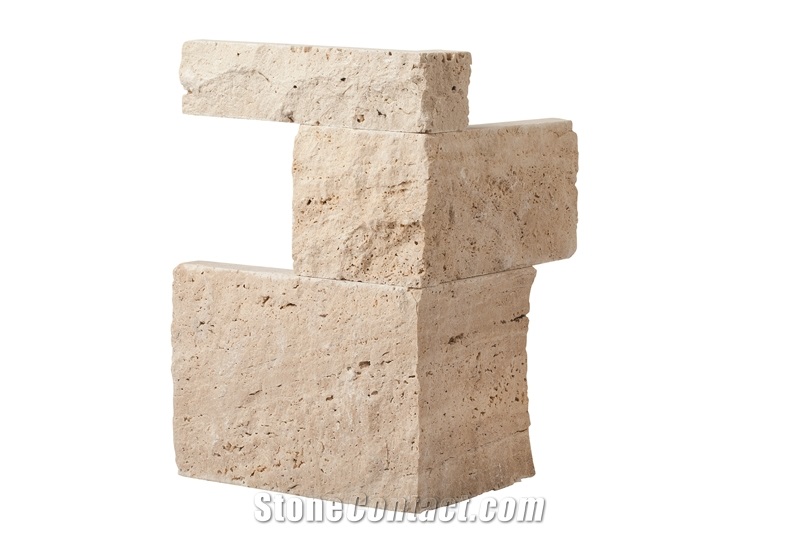 Denizli Travertine L Corner Stone, Building Stones