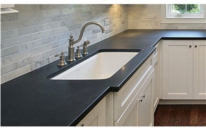 Corian Black Solid Surface Kitchen Perimeter Top
