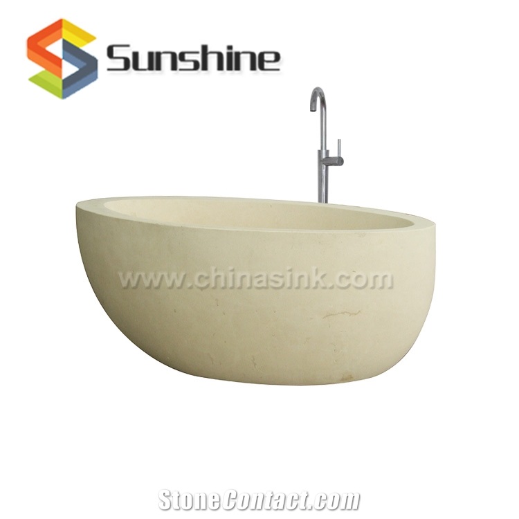 Beige Limestone Bathtubs, Natural Stone Luxury Freestanding Bath Tubs