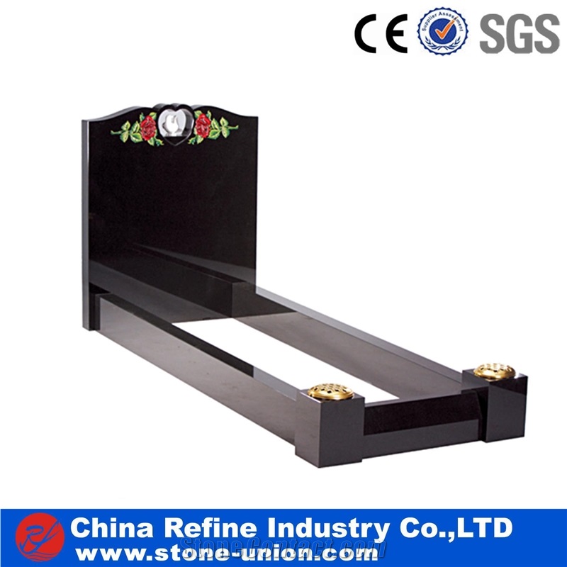 China Black Cemetery Engraved Tombstones, Memorial Stone Gravestone,Custom Tombstone Monument Design, Western Style Single Monuments