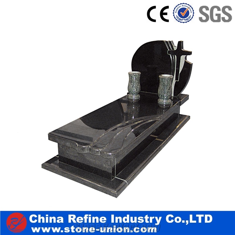 China Black Cemetery Engraved Tombstones, Memorial Stone Gravestone,Custom Tombstone Monument Design, Western Style Single Monuments