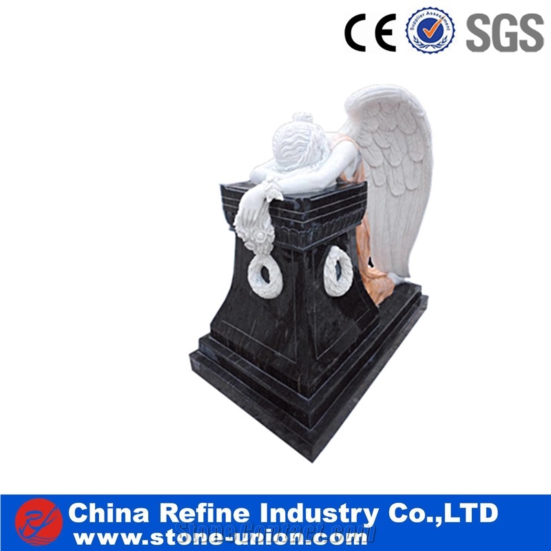 China Black Cemetery Engraved Tombstones, Memorial Stone Gravestone,Custom Tombstone Monument Design, Western Style Single Monuments