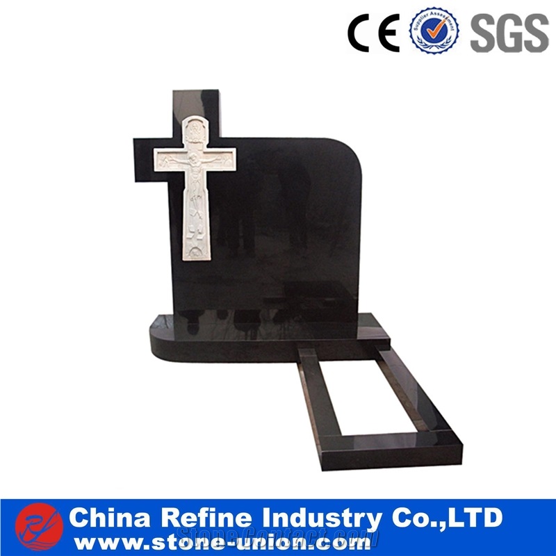 China Black Cemetery Engraved Tombstones, Memorial Stone Gravestone,Custom Tombstone Monument Design, Western Style Single Monuments