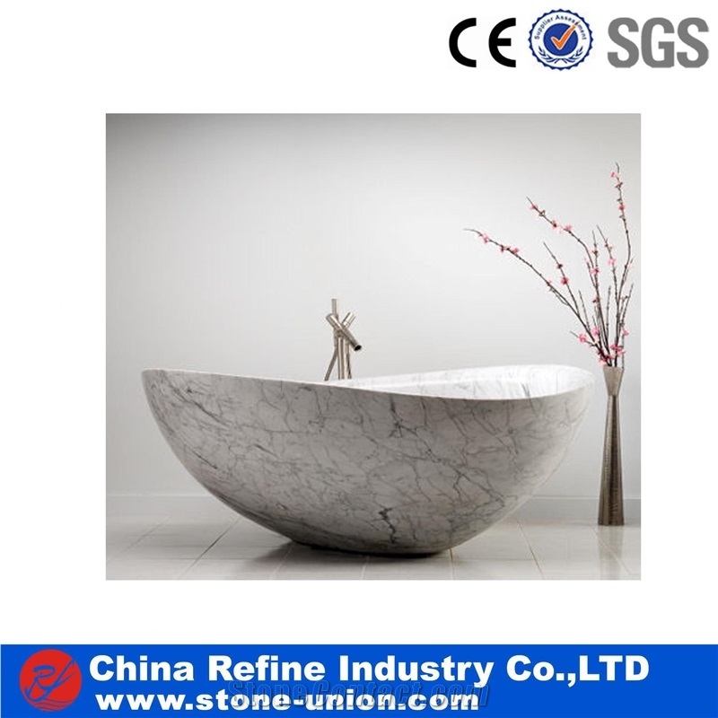 Customized Cararra White Polished Marble Bathtubs,Polishing White Marble Polished Bath Tubs