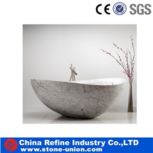 Customized Cararra White Polished Marble Bathtubs,Polishing White Marble Polished Bath Tubs