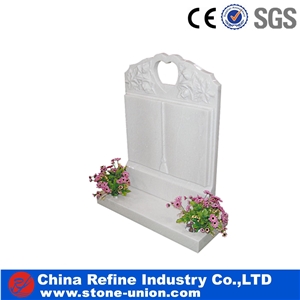 Engraved White Granite Upright Monument Headstone Tombstone,Western Style Monuments