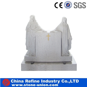 Engraved White Granite Upright Monument Headstone Tombstone,Western Style Monuments