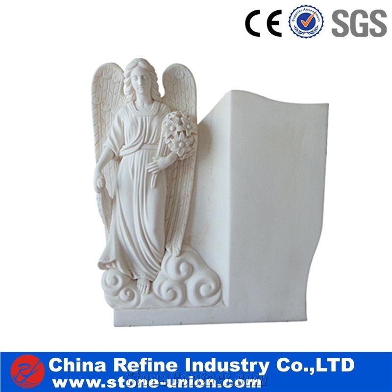 Engraved White Granite Upright Monument Headstone Tombstone,Western Style Monuments