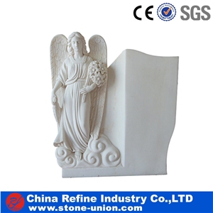 Engraved White Granite Upright Monument Headstone Tombstone,Western Style Monuments