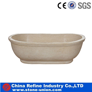 Hand Carved Marble Bathtub, Beige Marble Bathtubs