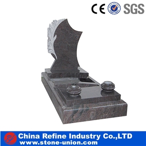 Natural Granite European Style Headstone for Cemetery, Carving Single Tombstone Monument Design, Natural Stone Engraved Gravestone