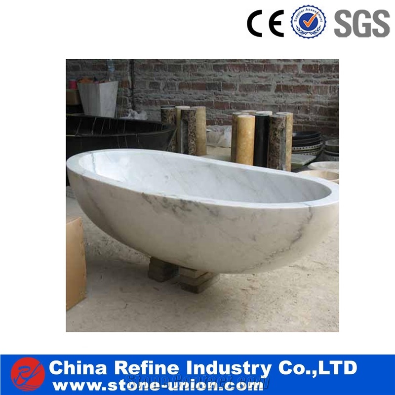 Natural Stone Bath Tub Surround,China White Carved