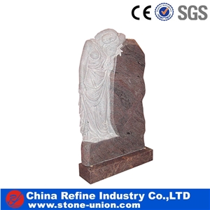 Red Granite Engraved Headstone,Polished Monument, Gravestone, Western Style Tombstone Red Granite Engraved Headstone,Polished Monument, Gravestone, Western Style Tombstone