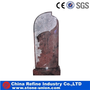Red Granite European Style Headstone for Cemetery, Carving Single Tombstone Monument Design, Natural Stone Engraved Gravestone Red Granite European Style Headstone for Cemetery, Carving Single Tombstone Monument Design, Natural Stone Engraved Gravestone