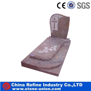 Red Monument, Red Granite Upright Monuments with Engraved, Jewish Style Tombstones