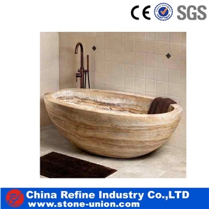 Turkey Beige Travertine Stone Bathtub For Hotel Or Villas