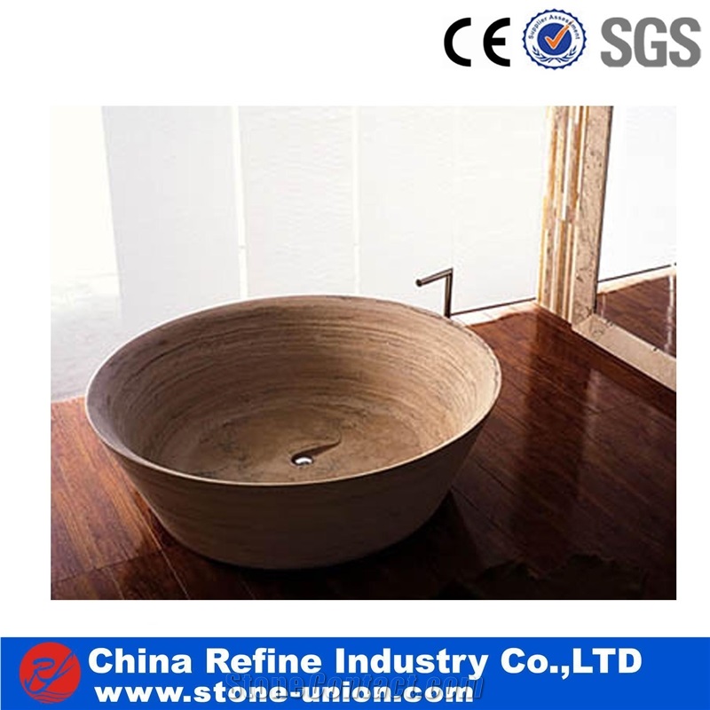 Yellow Travertine Bathtub,Beige Travertine Round Yellow Bath Tubs