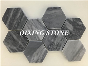 Bardiglio Marble Mosaic, Hexagon Mosaic