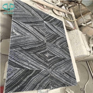 Ancient Wood/Silver Wave/Black Wooden/Zebra Black/Antique Serpenggiante/Antique Wood/Black Wood/Black Serpenggiante/Fossil Black/ Cheap Chinese Black Wood Vein Marble Polished Book matched Tile Floor