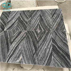 Ancient Wood/Silver Wave/Black Wooden/Zebra Black/Antique Serpenggiante/Antique Wood/Black Wood/Black Serpenggiante/Fossil Black/ Cheap Chinese Black Wood Vein Marble Polished Book matched Tile Floor