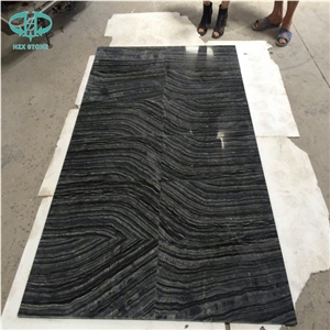 Ancient Wood/Silver Wave/Black Wooden/Zebra Black/Antique Serpenggiante/Antique Wood/Black Wood/Black Serpenggiante/Fossil Black/ Cheap Chinese Black Wood Vein Marble Polished Book matched Tile Floor