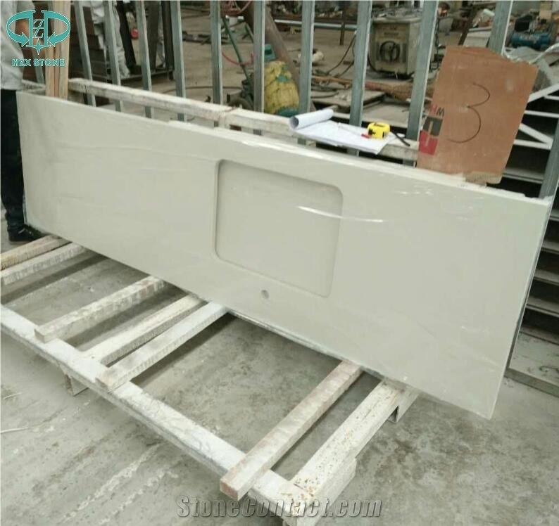 Artificial Quartz Stone Solid Surface Factory Custom White Quartz Kitchen Countertops Island Tops