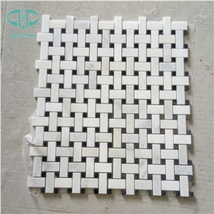 Basket-Wave White Marble Mosaic Tile,Polished Black & White Mosaic for Bathroom Basket-Wave White Marble Mosaic Tile,Polished Black & White Mosaic for Bathroom