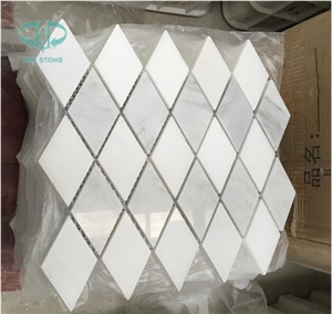 Black and White Cube 3d Marble Mosaic for Modern Decoration, Vietnam Grey Blue Stone Mosaic