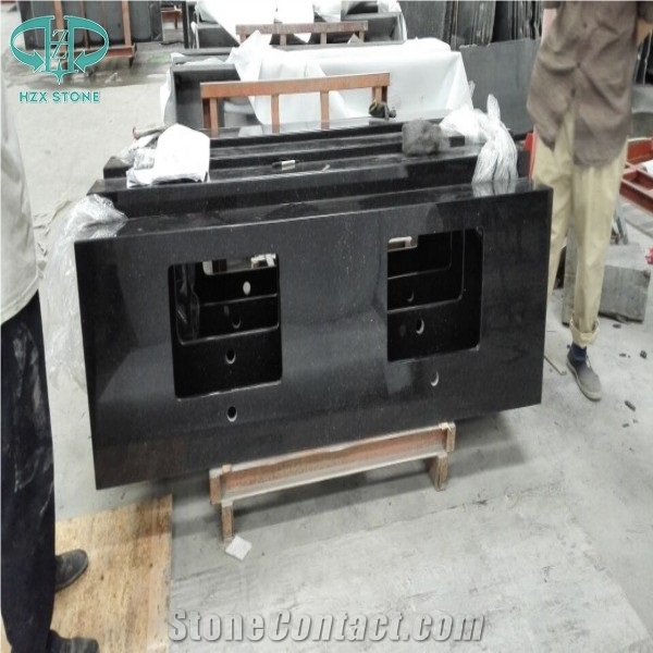 Black Galaxy Granite (Star Galaxy) India Kitchen Countertop, Polished Granite Kitchen Worktops