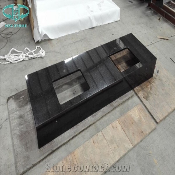 Black Galaxy Granite (Star Galaxy) India Kitchen Countertop, Polished Granite Kitchen Worktops