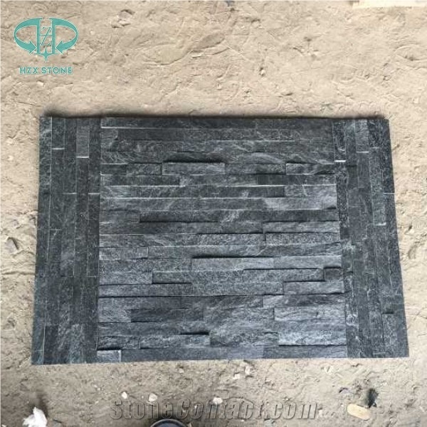 China Black Quartzite Stone, Culture Stone for Feature Wall,Brick Stacked Stone, Ledge Stone