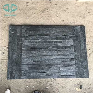 China Black Quartzite Stone, Culture Stone for Feature Wall,Brick Stacked Stone, Ledge Stone