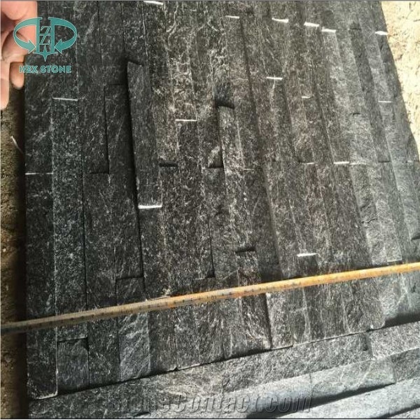 China Black Quartzite Stone, Culture Stone for Feature Wall,Brick Stacked Stone, Ledge Stone