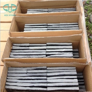 China Black Quartzite Stone, Culture Stone for Feature Wall,Brick Stacked Stone, Ledge Stone