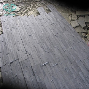 China Black Slate Culture Stone,Blue Slate Wall Panel,Wall Cladding, Black Ledge Stone