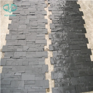 China Black Slate Culture Stone,Blue Slate Wall Panel,Wall Cladding, Black Ledge Stone