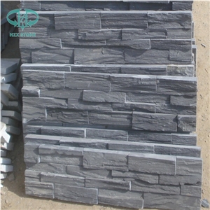 China Black Slate Culture Stone,Blue Slate Wall Panel,Wall Cladding, Black Ledge Stone