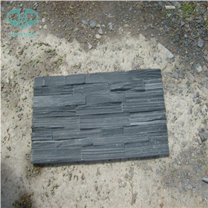 China Black Slate Culture Stone,Blue Slate Wall Panel,Wall Cladding, Black Ledge Stone