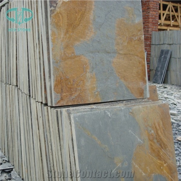 China Copper Slate Tile, Rusty Slate French Pattern, Slate Wall Tile, Slate Covering,Rustic Slate Opus Pattern, Multicolor Slate Flooring Tile