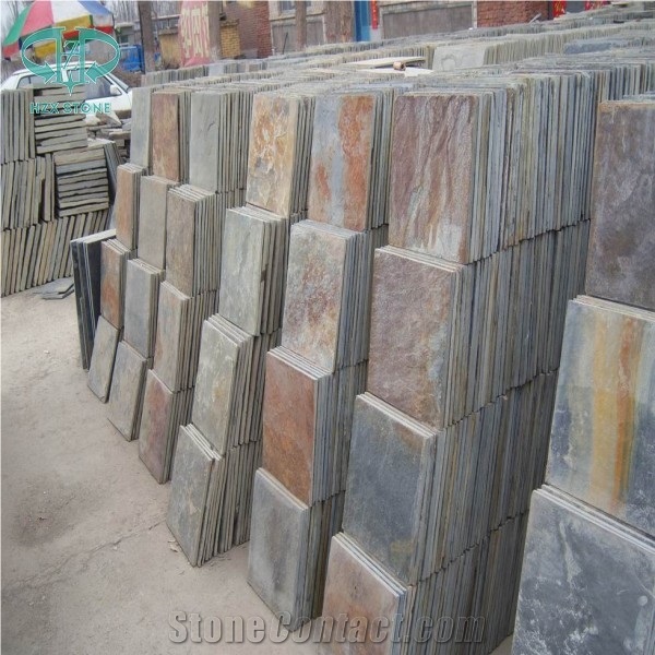 China Copper Slate Tile, Rusty Slate French Pattern, Slate Wall Tile, Slate Covering,Rustic Slate Opus Pattern, Multicolor Slate Flooring Tile