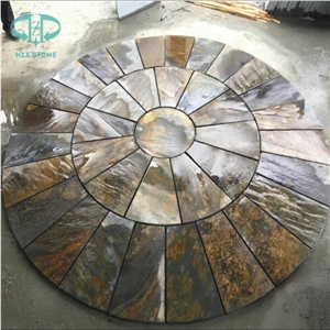 China Copper Slate Tile, Rusty Slate French Pattern, Slate Wall Tile, Slate Covering,Rustic Slate Opus Pattern, Multicolor Slate Flooring Tile