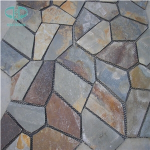 China Copper Slate Tile, Rusty Slate French Pattern, Slate Wall Tile, Slate Covering,Rustic Slate Opus Pattern, Multicolor Slate Flooring Tile