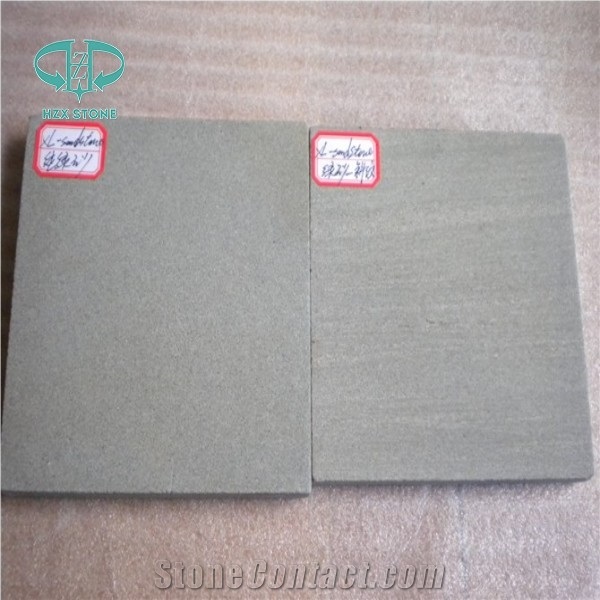 China Green Sandstone Slabs & Tiles, Sandstone Wall/Floor Tiles