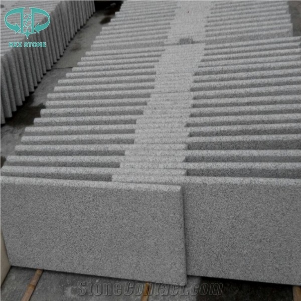 China Light Grey Granite G603 Bushhammered Stair Steps, Treads and Risers, Paving,Garden Stone,Palisade,Bianco Sardo,Silver Grey,Cobbles,Seasame White