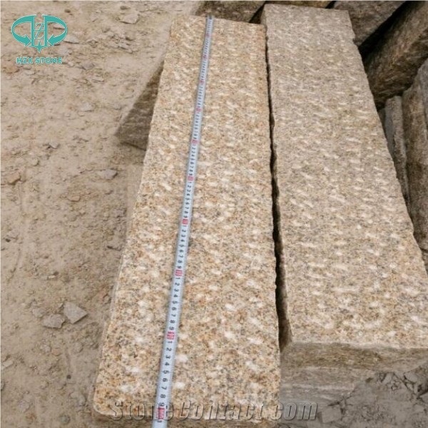 China Yellow Granite G682 Stone Garden & Palisade,Rusty Yellow Granite Stone Pineapple Natural Finished Garden Wall