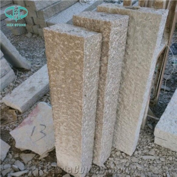 China Yellow Granite G682 Stone Garden & Palisade,Rusty Yellow Granite Stone Pineapple Natural Finished Garden Wall