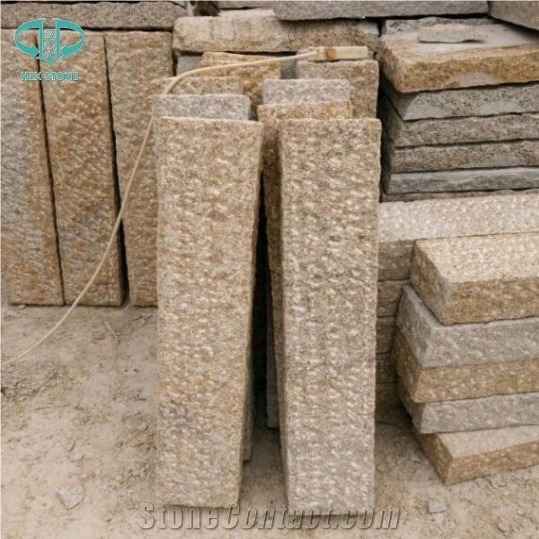 China Yellow Granite G682 Stone Garden & Palisade,Rusty Yellow Granite Stone Pineapple Natural Finished Garden Wall